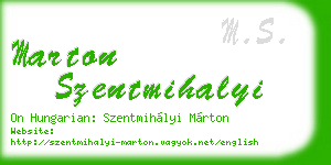 marton szentmihalyi business card