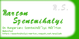 marton szentmihalyi business card